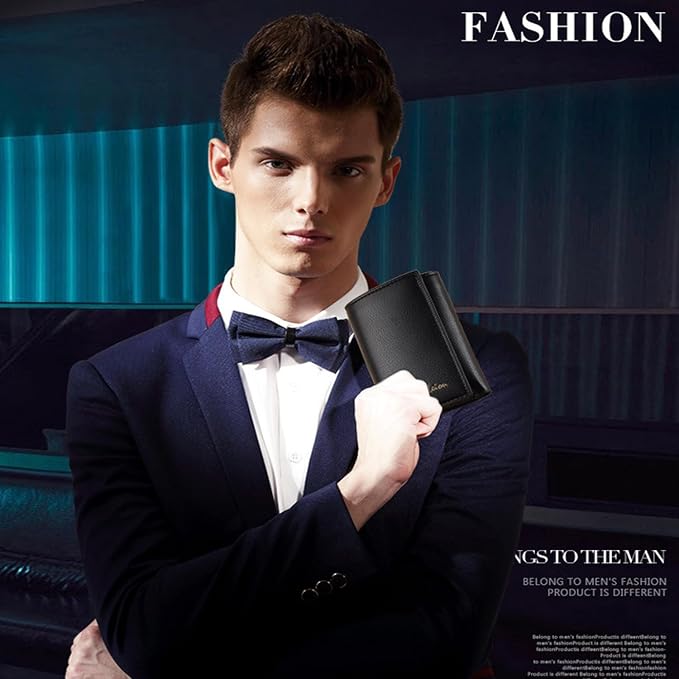 Men Women Wallet Trifold Soft Leather 4 Card Holder 2 Money Pockets with Photo Window Mother Kids Girl Gift - Image 4