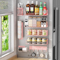 Magnetic Spice Rack for Refrigerator,8 Pack Magnetic Fridge Shelf, Moveable Spice Organizer with Hook Rack, Paper Towel Holder, Utensil Holder,cup lid holder, Super Magnetic Rack Set (Pink) by IYEBAU