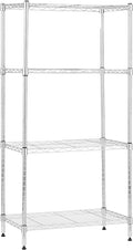 Amazon Basics 4-Shelf Adjustable Storage Shelving Unit for Garage, Steel Wire Rack, 200 Pound Loading Capacity per Shelf, 13.4"D x 23.2"W x 48"H, Chrome by AmazonBasics