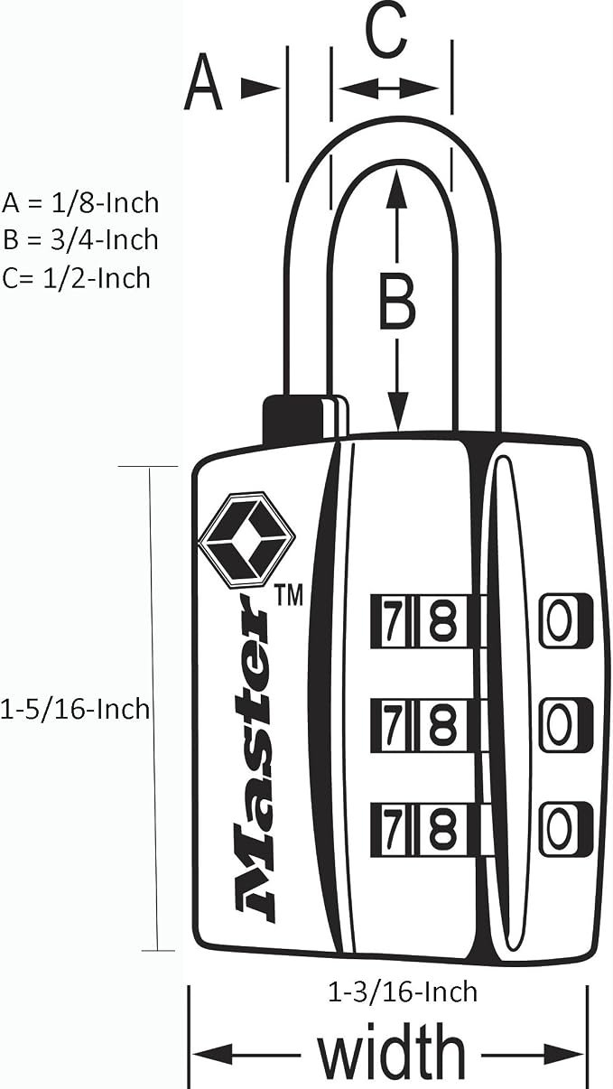 Master Lock 4680DBLK TSA-Approved Luggage Lock, 1-3/16-in. Wide, Black (Pack of 2) - Image 6
