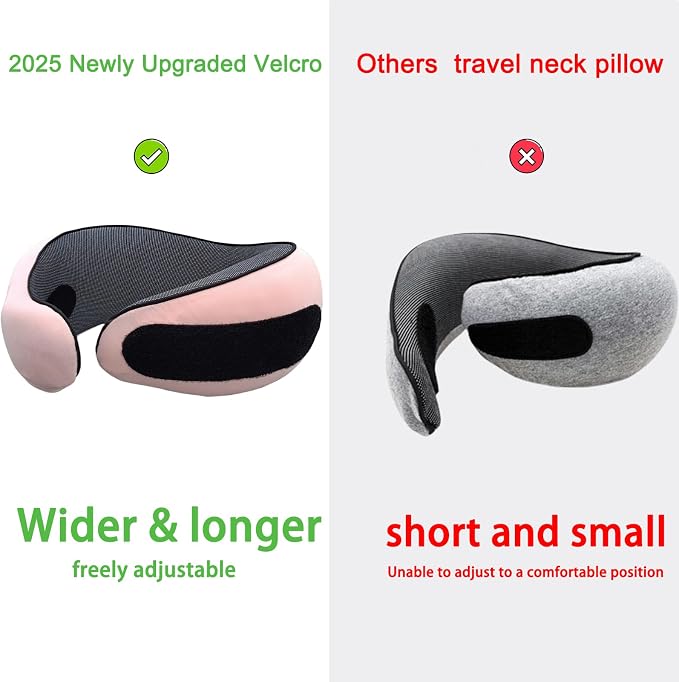 Travel Neck Pillow for Airplanes, 100% Pure Memory Foam Travel Pillow, 360° Support Ergonomic Design, Portable Airplane Pillow with Washable Cover, Perfect for Airplanes, Car & Office - Image 5