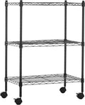 Amazon Basics 3-Shelf Adjustable Heavy Duty Storage Shelving Unit on 2" Wheels, Metal Wire Rack for Garage, Utility Shelving with Leveling Feet, 23.2"L x 13.4"W x 32.75"H, Black by AmazonBasics