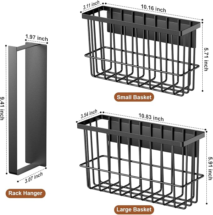 FAMNONE Magnetic Laundry Organizer, Dryer Ball Holder & Hanger Rack | Magnetic Lint Bin, Fridge Basket, Washer Dryer Organizer, Metal Magnetic Basket for Kitchen, Fidge, Laundry - Image 3