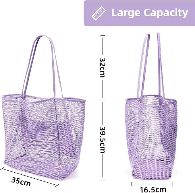 KALIDI Beach Mesh Tote Bag, Casual MAX 23L Summer Foldable Hobo Bag Women | Sandproof Widen Strap Large Shoulder Bag For Lake Pool Vacation Travel Picnic Grocery Market Shopping Carrier - Image 6