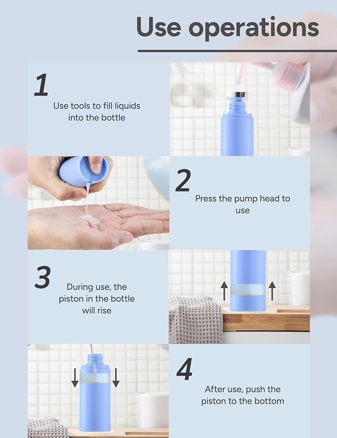 Lulupack Airless Pump Bottles Travel Size, 1 oz 3 PCS Refillable Container | Plastic lotion dispenser, for face cream moisturizer, small skincare, shampoo soap, empty toiletry, cosmetic, leakproof TSA - Image 6