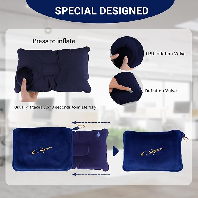 Travel Blanket & Pillow Set, 300 GSM Soft Fleece, 60x43 Inches, 3-in-1 Airplane Blanket, Travel Pillow and Blanket Set, Travel Blanket Airplane Compact with Bag, Travel Essentials, Navy - Image 5