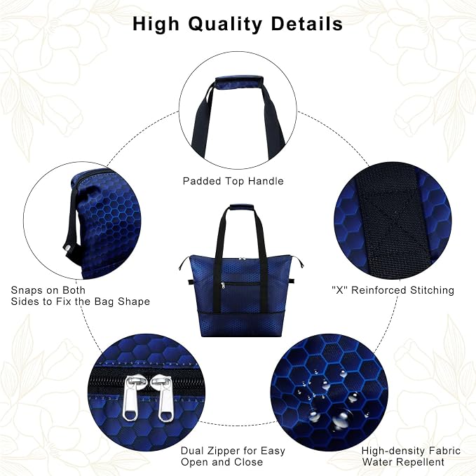 Expandable Duffel Bag for Women with Trolley Sleeve/Wet Pocket Weekender Travel Tote Large Carry On Overnight Luggage - Image 5