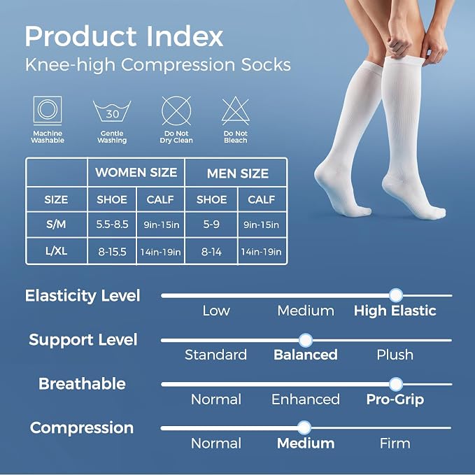 Compression Socks for Women & Men 15-20 mmHg, Knee High, 3 Pairs | Graduated Compression, Supports Circulation, Ideal for Nurses, Pregnancy, Travel, Flights, Running & Athletic Edema - Image 7