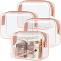 TSA Approved Toiletry Bag - Clear Makeup Bag, 4 Medium Rose Pink | Quart Size for Carry-On, Reinforced Seams, Water-resistant, Smooth Metal Zipper, Clear Easy-Check for Airport Hotels, Women by Packism