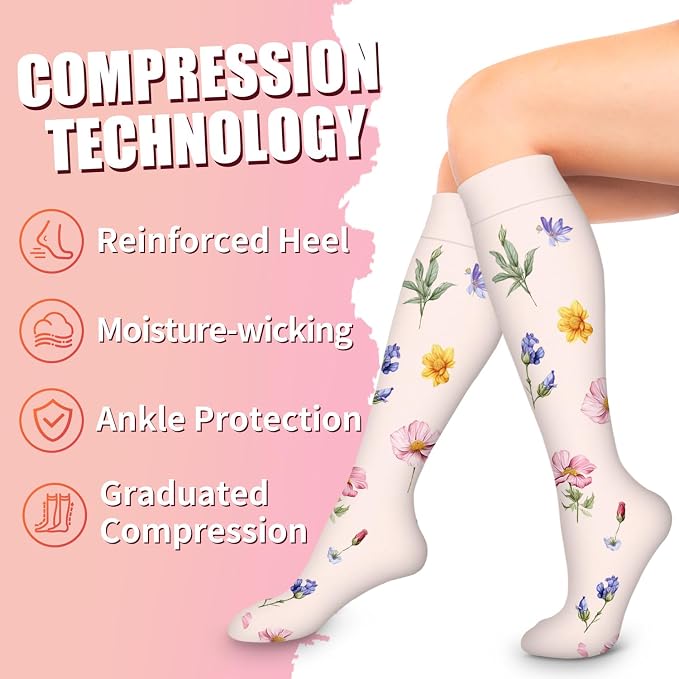 Compression Socks for Women & Men Circulation (6 Pairs) 15-20 mmHg is Best Support for Athletic Running,Nurse - Image 6