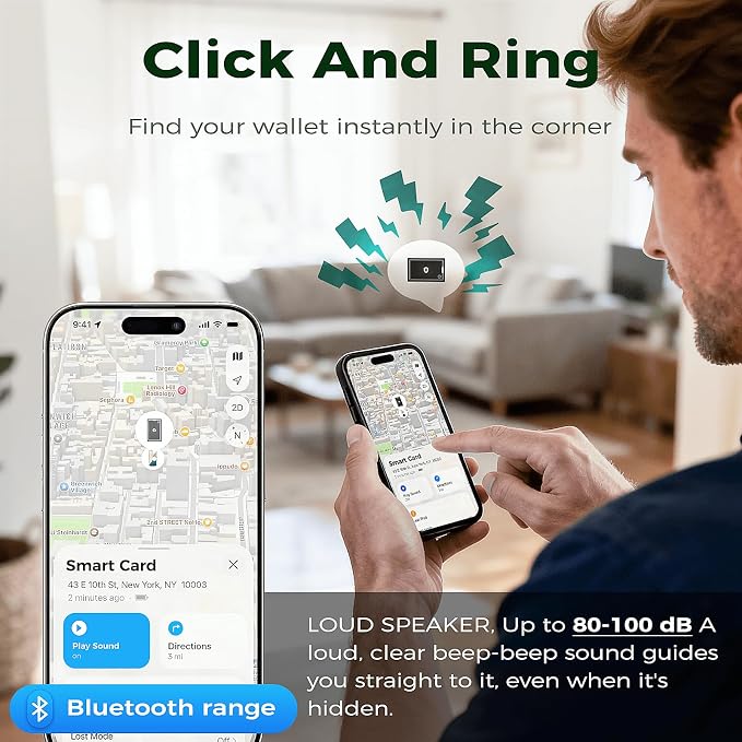 [2 Pack] 2026 New Wallet Tracker Card (iOS Only),Ultra Slim 0.07in,Rechargeable Bluetooth Tracker, IP68 Waterproof,Wireless Charging, Smart Location Finder for Keys, Wallet, Luggage Tags - Image 4