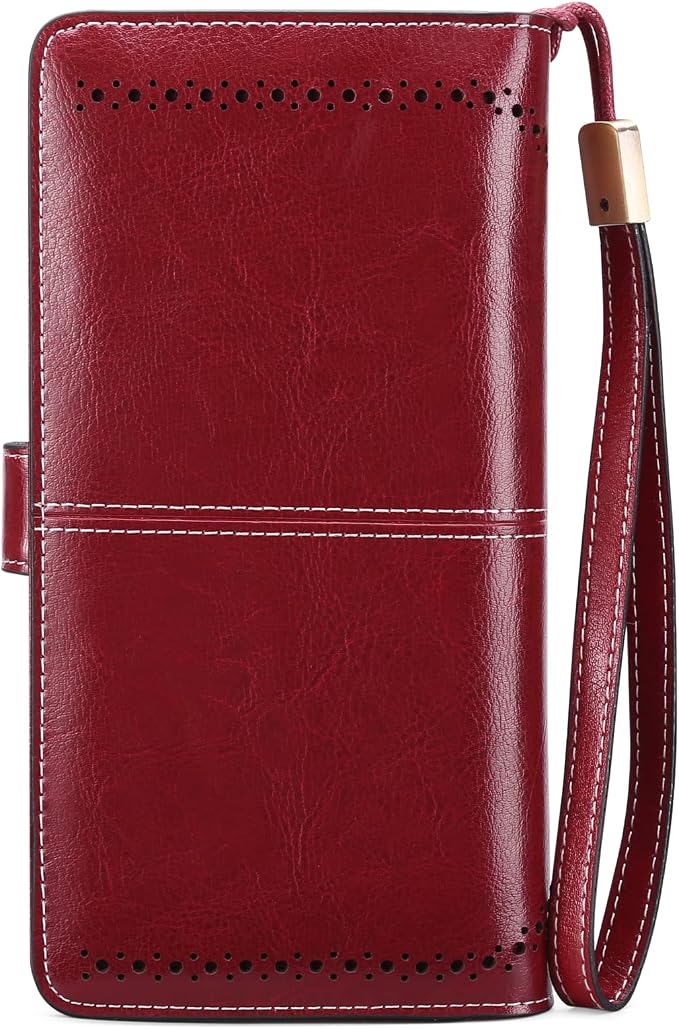 SENDEFN Wallets for Women Leather Credit Card Holder with RFID Blocking Large Capacity Wristlet | with RFID Blocking - Image 5