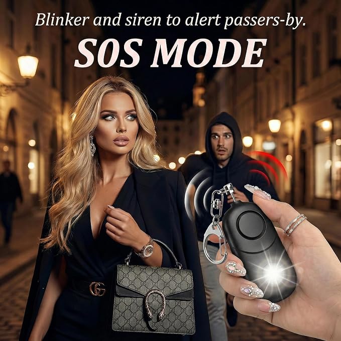 Personal Alarm for Women Keychain Alarm: Qoosea 135dB Emergency Keychain Siren with Strobe Light Loud Siren for Women Kids Students Seniors Emergency Self-Defense for Night Sports - Image 7
