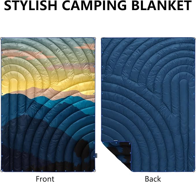 Puffy Camping Blanket,Large Camp Blanket Outdoor Camping Quilt Waterproof | Lightweight Printed Warm Packable Down Alternative Blanket for Camping,Traveling, Stadium, Hiking, Picnics - Image 2