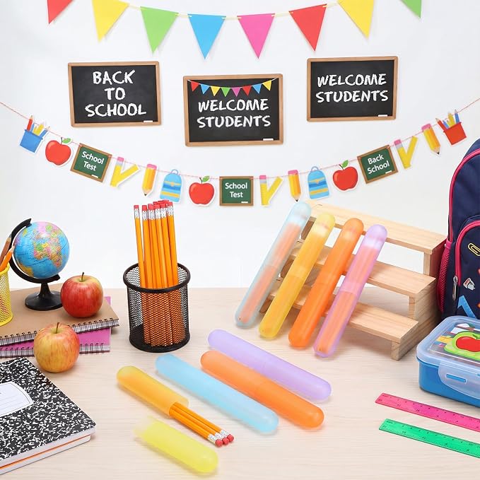 24 Sets Travel Toothbrush Holder with Pencils Bulk Portable Toothpaste Travel Case Multipurpose Toothpaste Boxes Toothbrush Case Storage for Classroom Home School Use (Bright Color) - Image 4