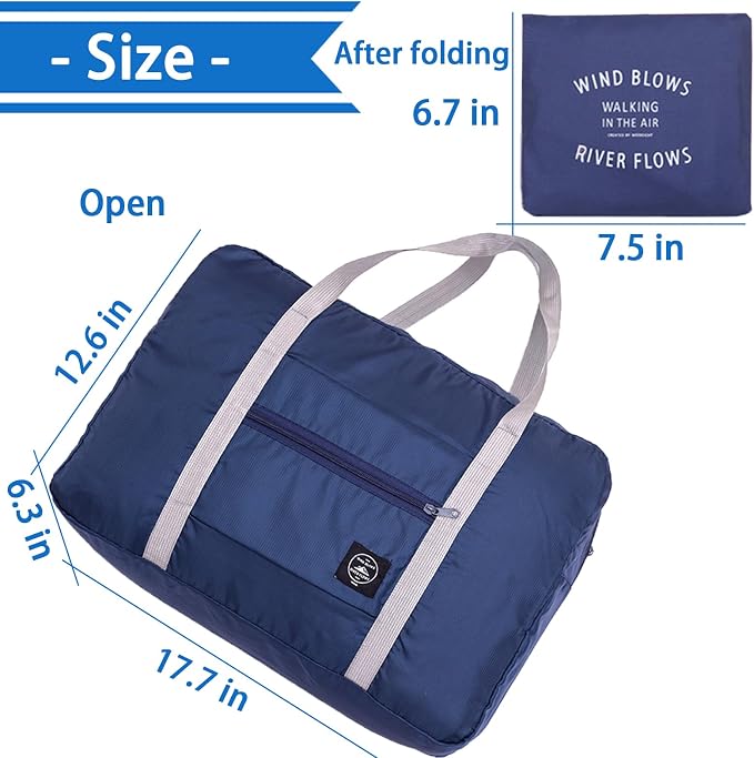 Foldable Travel Duffel Bags 2PCS Tote Carry On Luggage Spirit Airlines Personal Item Sports Gym Weekender Overnight Bags for Women and Men (Red+Blue) - Image 2