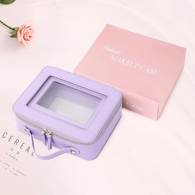 Pinkmik Clear Makeup Bag, (Purple, M+L) | 2PC,Waterproof, Travel Cosmetics and Toiletries Case, Portable Makeup Organizer, Clear Car Bag with Zipper - Image 7
