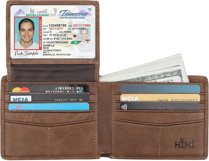 HIMI Wallet for Men-Genuine Leather RFID Blocking Bifold Stylish Wallet With 2 ID Window - Image 4