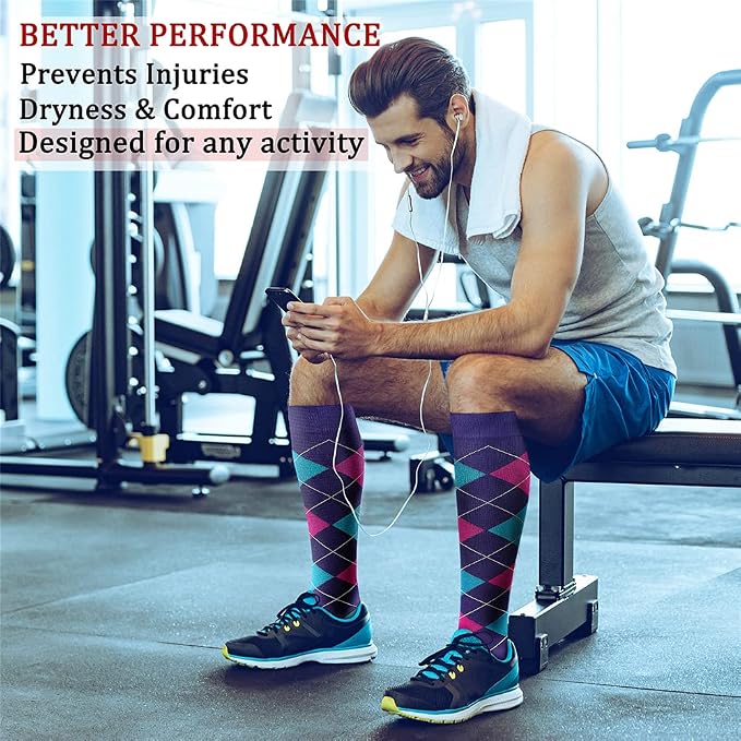 CHARMKING 6 Pairs-Compression Socks for Women & Men Circulation Best Support for Nurses, Running, Athletic,Flight Travel - Image 3