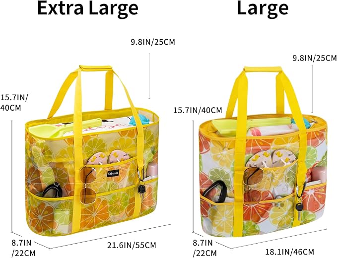KABAQOO Mesh Beach Bag, Extra Large Beach Bags with 9 Pockets & Zipper Waterproof Lightweight Beach Tote for Beach/Pool Trip - Image 5