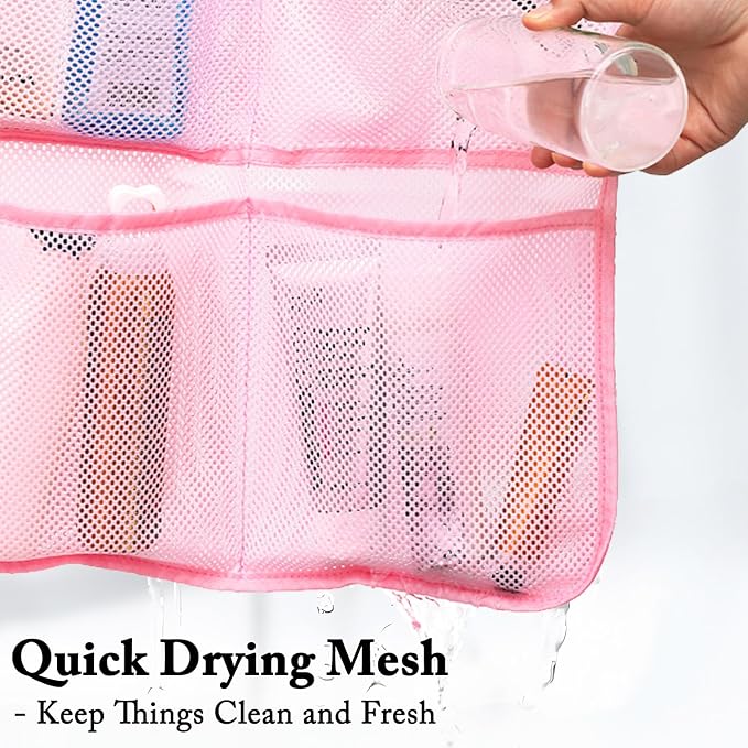 Fammart Mesh Shower Caddy Hanging, Quick-Drying Shower Organizer with 7 Pockets, Portable Bathroom Organizers and Storage for Shampoo, Soap, Loofah, Travel, and Cruise Essentials - Image 4
