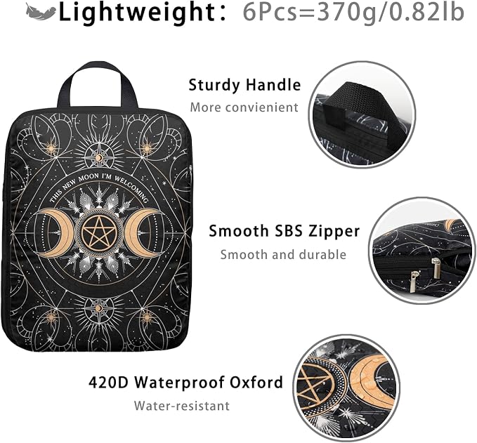 6 Pcs Compression Packing Cubes for Travel, Waterproof Luggage Organizer Washable Storage Bags Set - Packaging Cubes for Backpack Travel and Carry-Ons - Image 4