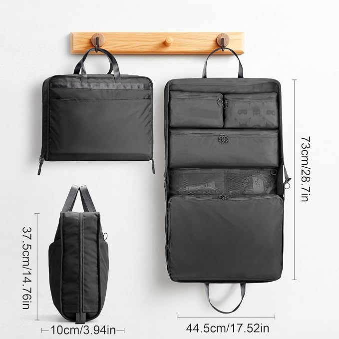VS VOGSHOW Hanging Suitcase Organizer, 5 in 1 Foldable Travel Storage Bag for Women, Portable Packing Cube Closet with Compartments for Clothes (Black) - Image 2