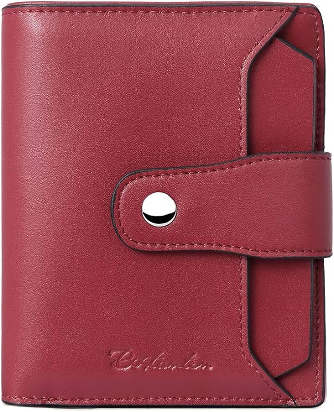 BOSTANTEN Leather Womens Wallet Small RFID Blocking Credit Card Holder | Removable ID Window, Zipper Coin Pocket, Bifold, Minimalist, Fits Small Purses, Daily Use, Ladies Gifts, Wine Red by BOSTANTEN