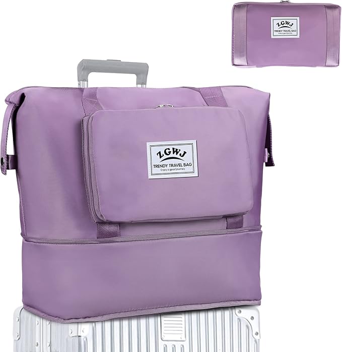 ZGWJ Travel Tote Bags, Expandable Overnight Weekender Bag for Women Foldable Carry-On | Expandable by ZGWJ