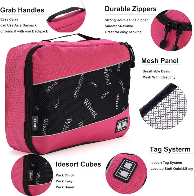 Packing Cubes large Luggage Organizers Bags For Travel Organizing Clothes | Mixed Color 8 Set Suitable family or two-person trips; breathable mesh make easy to sort; durable and convenient to store - Image 3