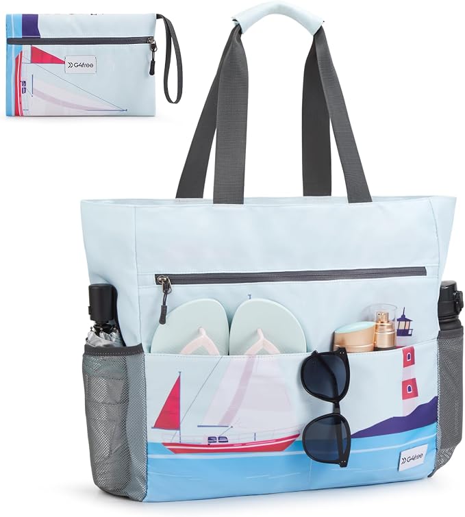 G4Free Beach Bag, Waterproof Sandproof Beach Tote Bag, Large Capacity Foldable for Women - Image 7
