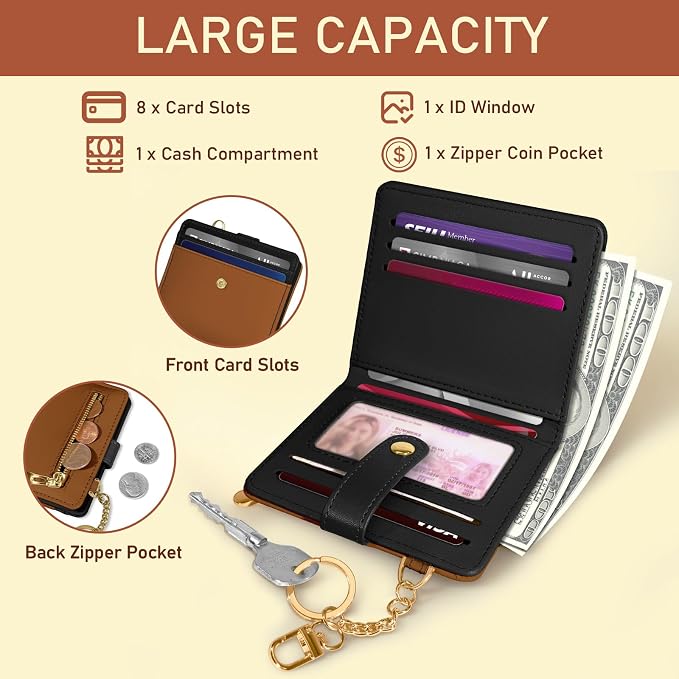 Jogjam Small Ladies Wallet, Rfid Slim Thin Compact Women Credit Card Holder | PU Leather Bifold Cash Zipper Coin Pocket ID Window, for Female Ladies Teen Girls Girly Gifts - Image 4
