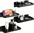 FAYYGYH 2 Pack Adhesive Floating Shelves, No Drill Small Floating Shelf | Wall Storage Damage-Free Wall Mounted Organizer for Bathroom, Kitchen, Bedroom & Office (Black-4pcs) by FAYYGYH