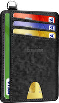 Slim Minimalist Front Pocket Wallet, RFID Blocking Credit Card Holder Wallet with Detachable D-Shackle for Men Women by Ecovision