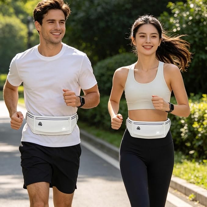 Running Belt Slim Fanny Pack Jogging Pouch Phone Holder Waist Pack - White - Image 7