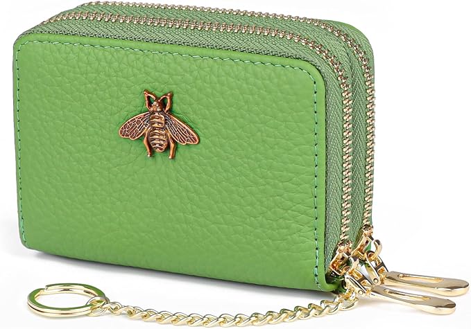 imeetu RFID Credit Card Holder, Small Card Wallet Women, Leather Card Case | Genuine Leather Women's Card & id Cases, Change Coin Purse with Zipper Keychain id Window, 20 Colors & 3 Styles, Daily, Gifts by imeetu