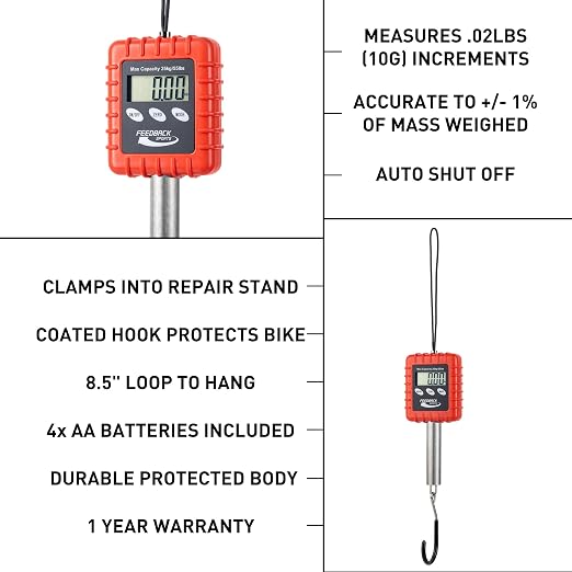 FEEDBACK SPORTS Alpine Digital Hanging Scale, Backpacking, Biking, Luggage | Measures bikes, gear and luggage with digital precision; compatible with workstand clamp; suits shop, travel and events - Image 3