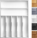 Kitchen Bamboo Silverware Organizer, Kitchen Drawer Organizer - Utensil Holder and Cutlery Tray with Grooved Drawer Dividers for Flatware 7 Slot, White by oridom