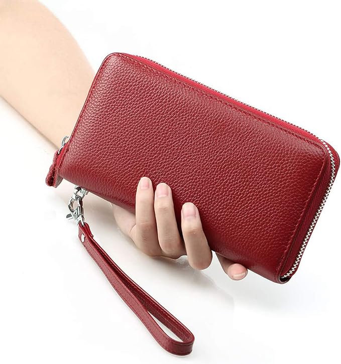 Moflycom Womens Wallet RFID Blocking Genuine Leather Zip Around Wallet Clutch Wristlet Travel Long Purse for Women - Image 5