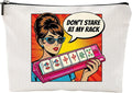 ZUYUROU Funny Mahjong Gifts for Women - Don't Stare At My Rack Makeup Bag - Retro Pop Art American Mahjong Accessories - Zipper Pouch for NMJL Card, Tiles, and Cosmetics - Unique Game Night Prize by ZUYUROU