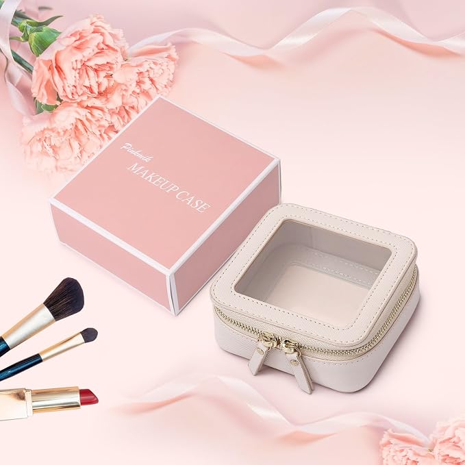 Pinkmik Mini Clear Makeup Bag, Beige, MINI-1 | Small Size, Zipper Closure, Cosmetic & Toiletry Case, Purse Organizer, Car Essentials - Image 7