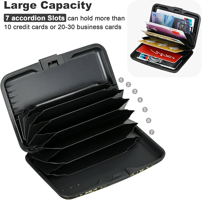 Mini RFID Aluminum Wallet Credit Cards Holder Business Card Case Metal ID Case for Men Women(Black Leopard) - Image 5