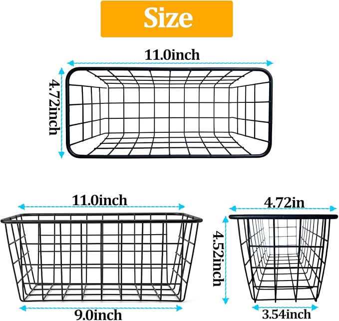 2 Set Adhesive Hanging Wall Basket Inside Cabinet Door Organizer,Wall Storage Basket-No Drilling Adhesive wall Basket for Cupboard Door,Space-Saving Small Hanging Baskets for Wall Mount Storage,Black - Image 2