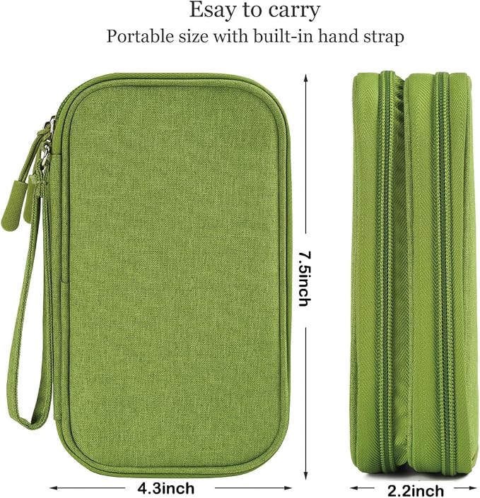 CAAORDKSO Electronic Organizer Travel Cable Accessories Bag, Tech Pouch Electronic Organizer Case, Travel Essentials for Cable, Cord, Charger, Phone, SD Card, Power Bank, Earphone (Grass Green,Medium) - Image 4