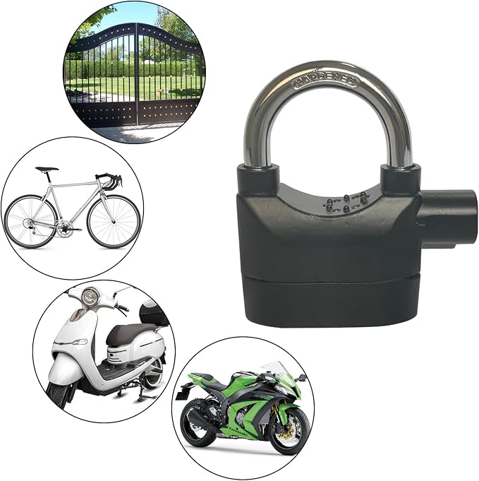 Alarm Lock 110dba Universal Security Alarm Lock System Anti-Theft for Door Motor Bicycle Padlock with 3 Keys (2PCS) - Image 3
