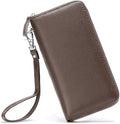 Moflycom Womens Wallet RFID Blocking Genuine Leather Zip Around Wallet Clutch Wristlet Travel Long Purse for Women by Moflycom
