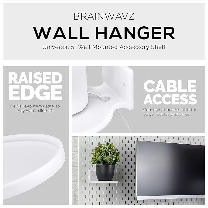 BRAINWAVZ 5” Round Floating Shelf Mount for Security Cameras Baby Monitors Speakers Plants Toys & More Universal Holder Stick-On Or Screw Mount, Easy to Install (White) - Image 5
