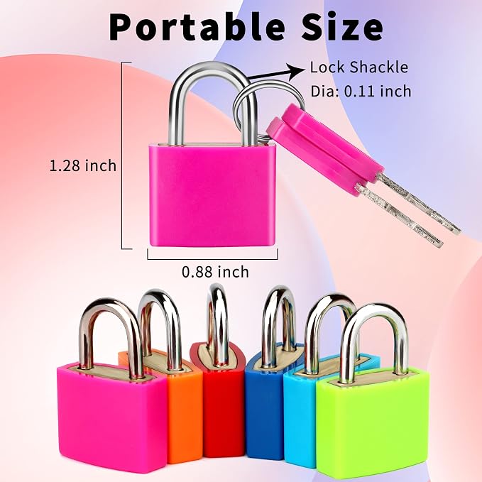 6 Pcs Suitcase Locks with Copper Keys Protect Your Belongings with Febwind's Set of 6 Mini Padlocks Multicolor Durable Locks for Suitcases Backpacks Boxes Cabinet and Laptop Bags - Image 2