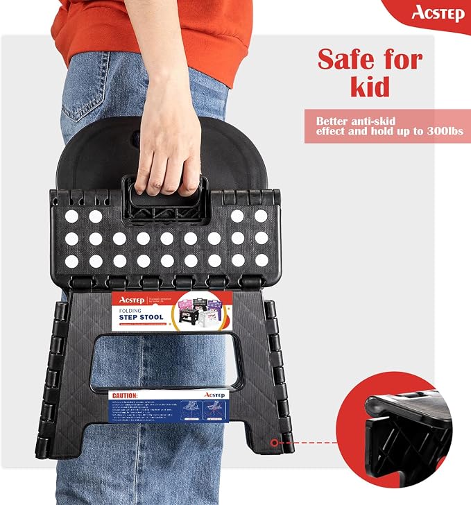 Folding Kids Step Stool with Back Support for Kids,9" Plastic Kids Chair for Outdoor or Indoor Kitchen Step Stools and Bathroom Stool for Toddlers Boys Girls - Image 6