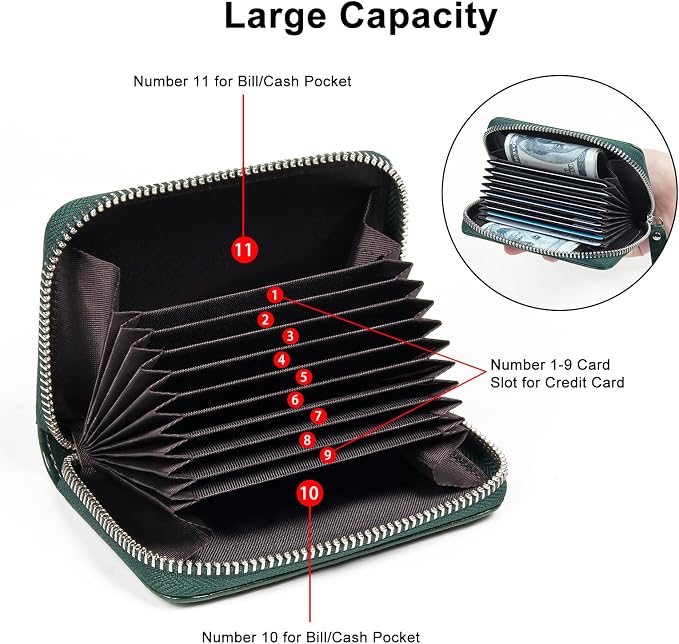 Credit Card Wallet, RFID Card Case Wallet, Zipper Card Cases Holder for Men Women, RFID Blocking, KeyChain Wallet, Compact Size Card Organizer Case for Women - Image 8